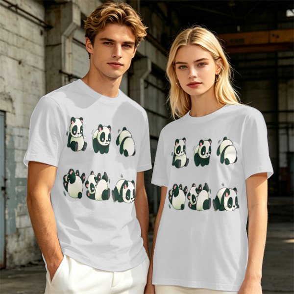 Olive T-Shirt With Cute Rolling Panda Graphic Prints
