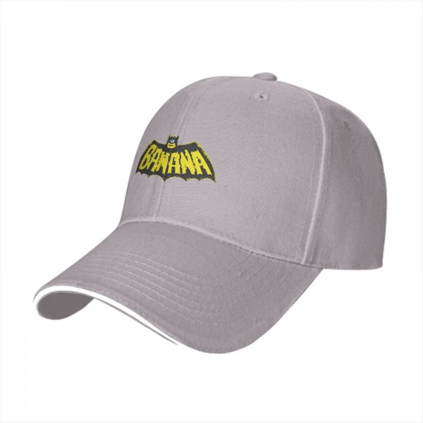 Black baseball cap with banana bat logo graphic