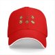 Black baseball cap with cartoon fitness avocado illustrations