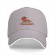 Black baseball cap with a relaxed cartoon pepper graphic and text