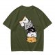 Olive T-Shirt With Stacked Cute Chibi Cats Graphic
