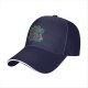 Black baseball cap with 'You Go Outdoors I Have Pizza And Movies' print