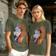 Olive T-Shirt Featuring Cowboy Goofy Cartoon Graphic