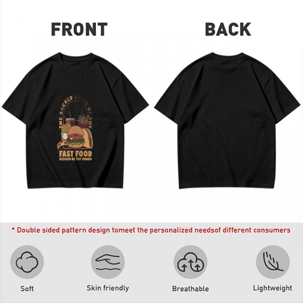 Olive T-Shirt With Sacred Fast Food Combo Graphic Print