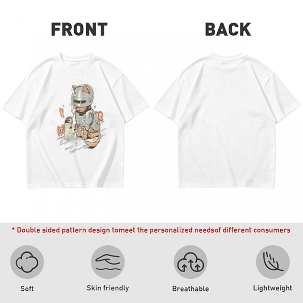 Olive Green T-Shirt With Cat In Robot Helmet Graphic Print