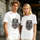 Olive T-shirt with Gothic Anime Character Group Graphic Print