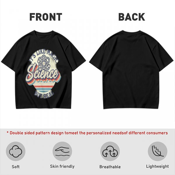 Olive T-Shirt With 'It's Like Magic Science But Real' Retro Print