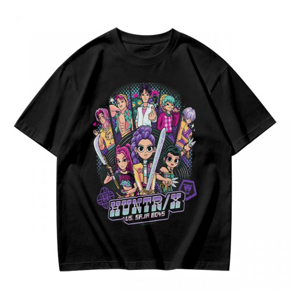 Olive Graphic Tee with Anime Character Group Print