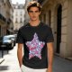 Olive T-Shirt With Patriotic Star Fast Food Print