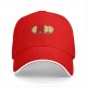 Black baseball cap with cartoon tacos gathered around a campfire graphic