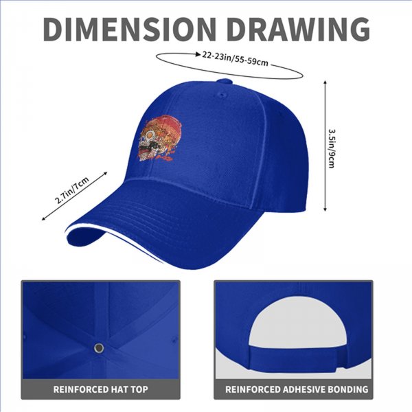 Black Baseball Cap With Ramen Skull Graphic Print