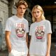 Olive T-Shirt With Cute Ramen Cat Bowl Graphic Print