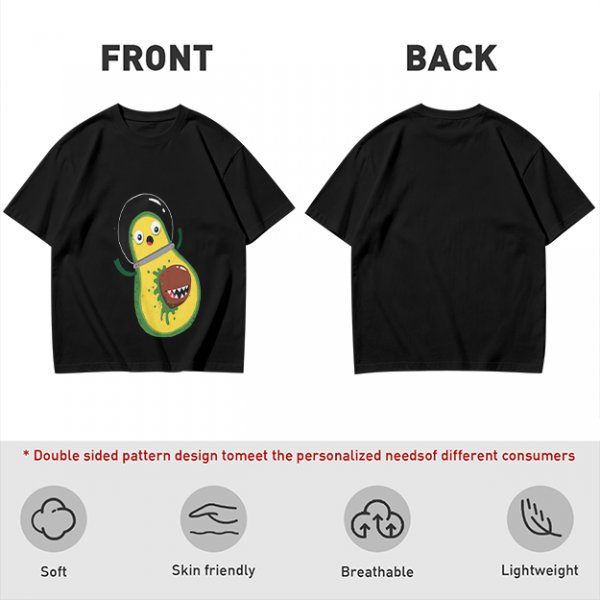 Olive T-Shirt With Astronaut Avocado Monster Print