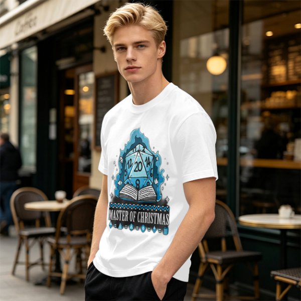 Master of Christmas D20 Dice T-Shirt for RPG Fans