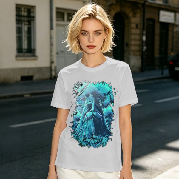 Olive Green T-Shirt With Mystical Ancient Tree Face Print