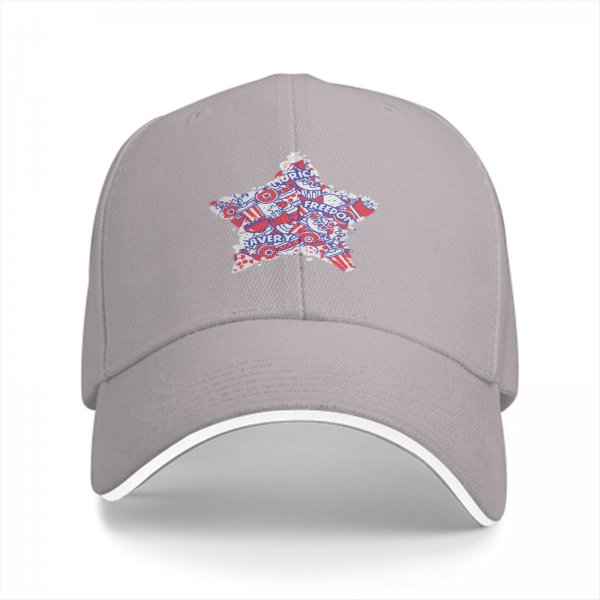 Black Baseball Cap With Patriotic Star Freedom Bravery Print