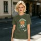 Olive t-shirt with cute brain character and 'Cute But Ous' print