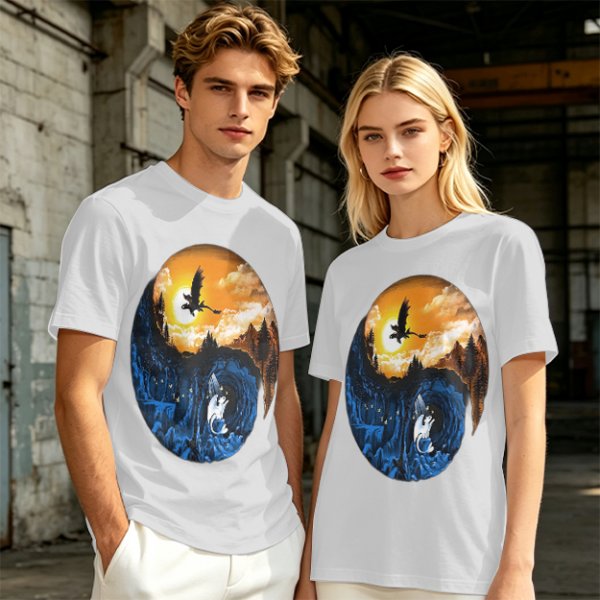 How to Train Your Dragon Night and Light Fury Dragon Scene T-Shirt
