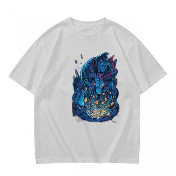 Olive T-Shirt With Blue Fantasy Monster Graphic Print