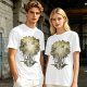 Olive Green T-Shirt With Glowing Tree Reflection Art