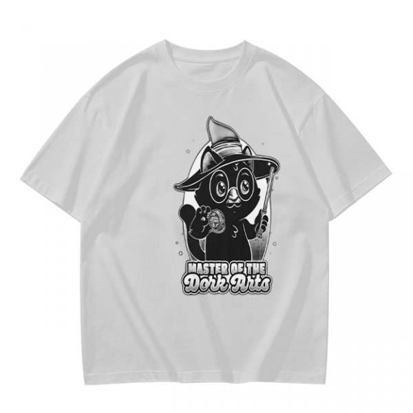 Olive T-Shirt with Black Cat Wizard 'Master of the Dork Arts' Print