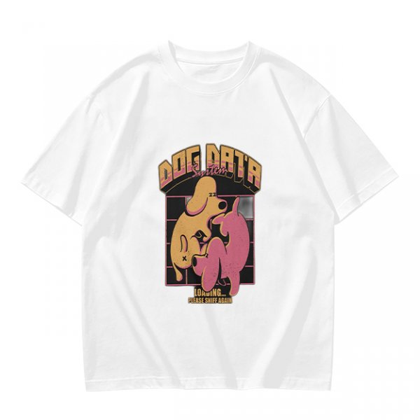 Olive green graphic t-shirt with dog data system print