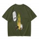 Olive T-Shirt With Cartoon Marshmallow and Burning Character Print