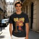 Olive green t-shirt with whimsical miso character graphic print