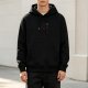 Black graphic hoodie with small chest print design