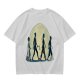 Olive T-shirt with Walking Silhouettes Under a Large Moon
