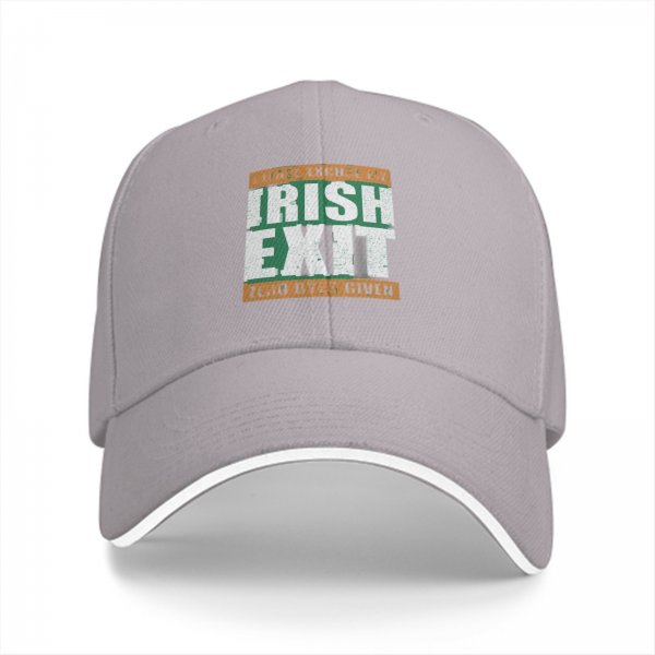 Black baseball cap with 'Please Excuse My Irish Exit Zero Byes Given' print