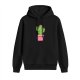 Black hoodie with cute cactus 'Warning Not A Hugger' graphic