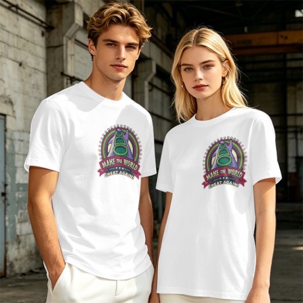 Olive T-Shirt With Make The World Great Again Space Graphic Print