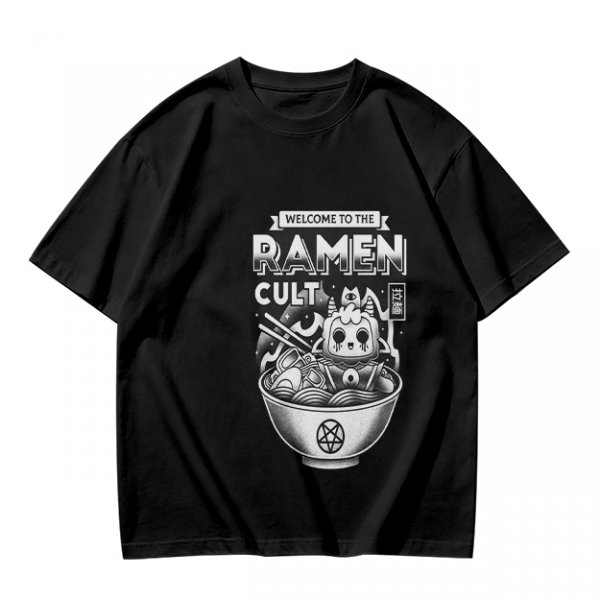 Olive Graphic T-Shirt Featuring Welcome To The Ramen Cult Art