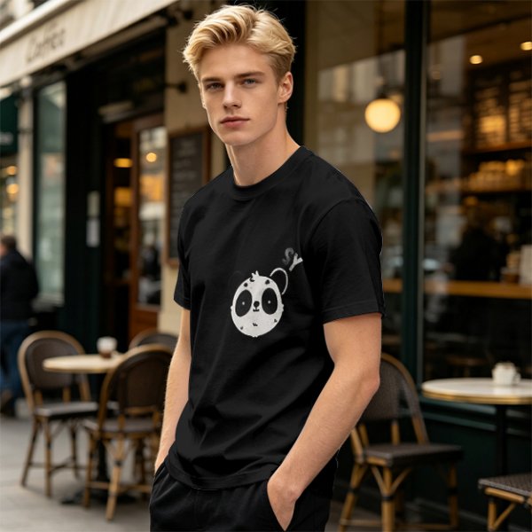 Olive Green T-Shirt With Cute Panda Bomb Graphic Print