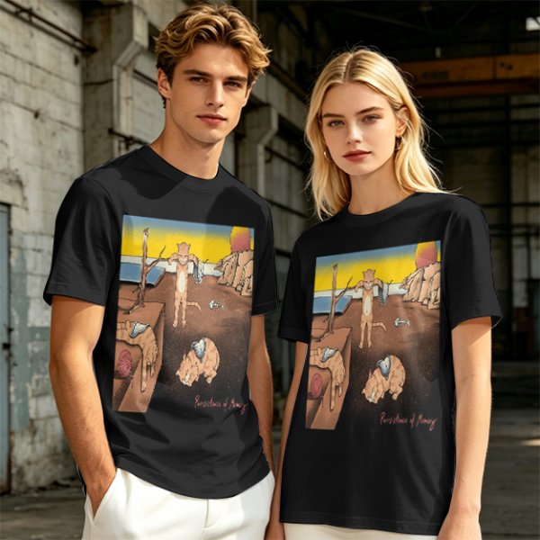 Olive T-Shirt With Surreal Cat Art Print