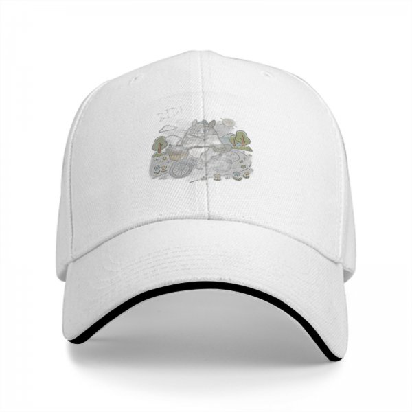 Black Baseball Cap With Subtle Nature Inspired Graphic Print