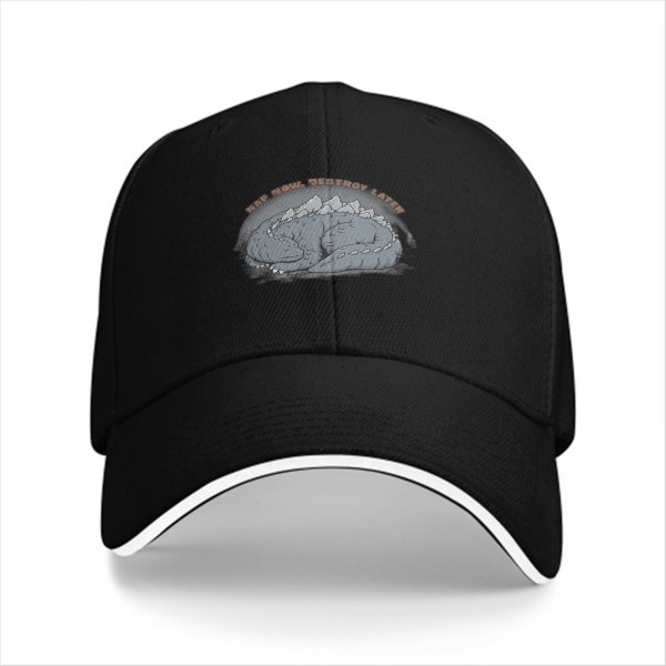 Black Baseball Cap with Sleeping Dragon 'Nap Now Destroy Later' Print