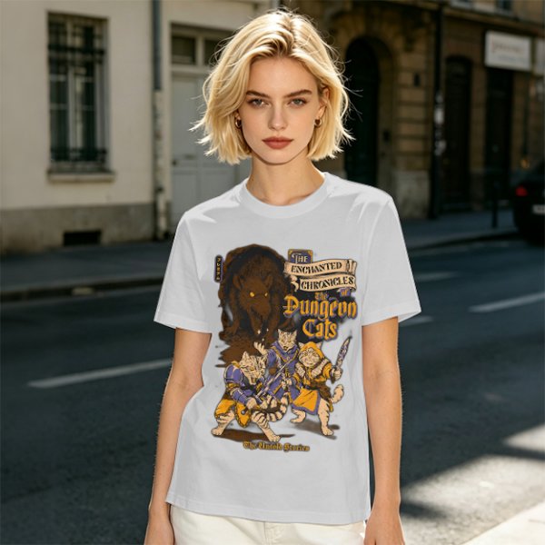 Dungeon Cats Enchanted Chronicles Fantasy Graphic T-Shirt