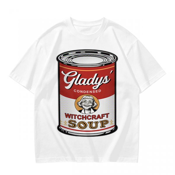 Olive T-Shirt With Gladys' Witchcraft Soup Can Graphic