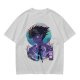 Anime character silhouette graphic tee with stylized purple and blue art