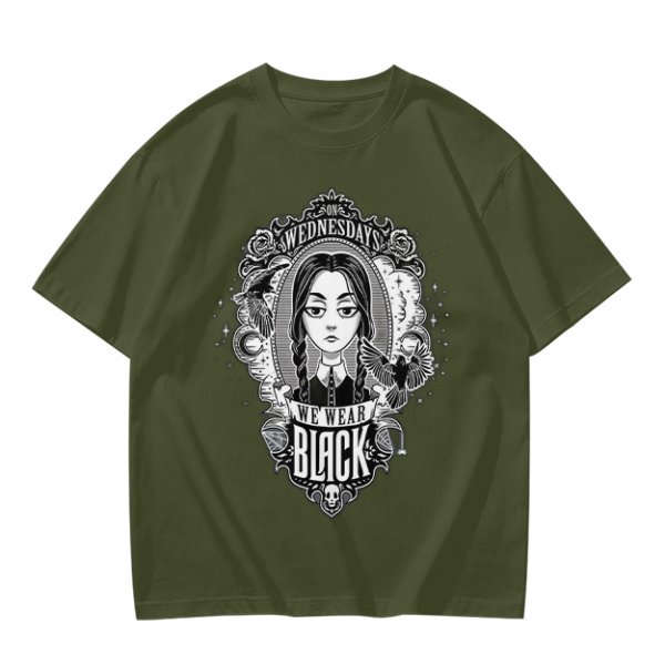 Olive Wednesday Addams We Wear Black Graphic T-Shirt