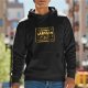 Black hoodie with vintage 'Premium Sarcasm Since the 1000s' graphic