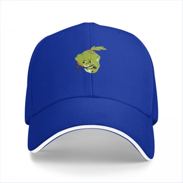 Black baseball cap with cute sad vegetable graphic print