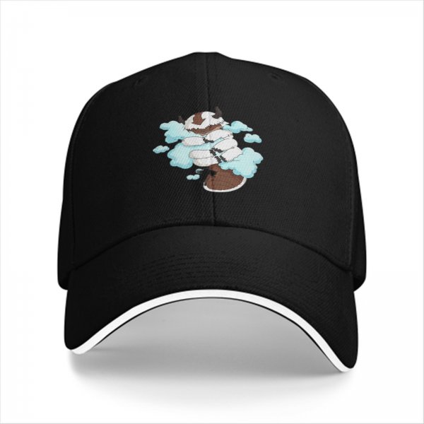 Black Baseball Cap With Appa From Avatar The Last Airbender Cloud Print