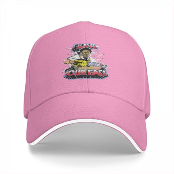 Black baseball cap with horror chainsaw graphic 'I HAVE YOUR FACE'