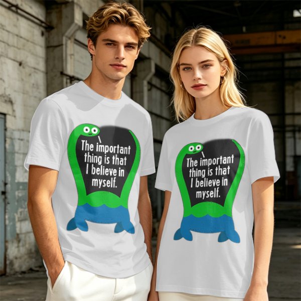 Olive T-Shirt With Dinosaur Graphic And Self Belief Text