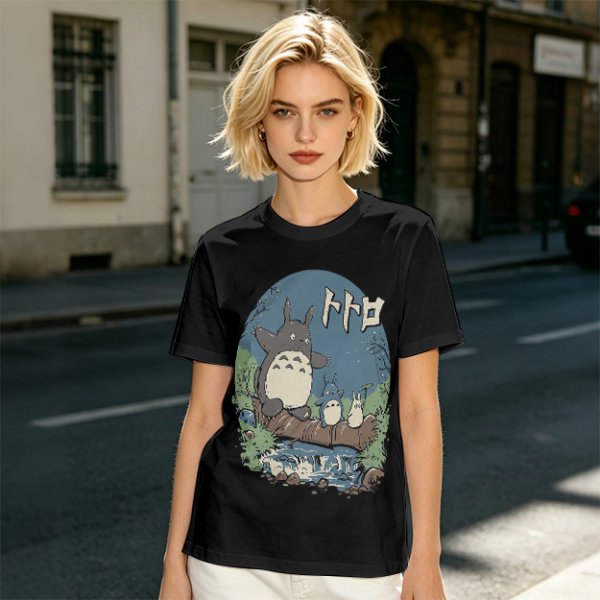 Totoro Forest Scene Graphic Tee for Anime Fans
