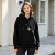 Black graphic hoodie with grumpy coffee mug print
