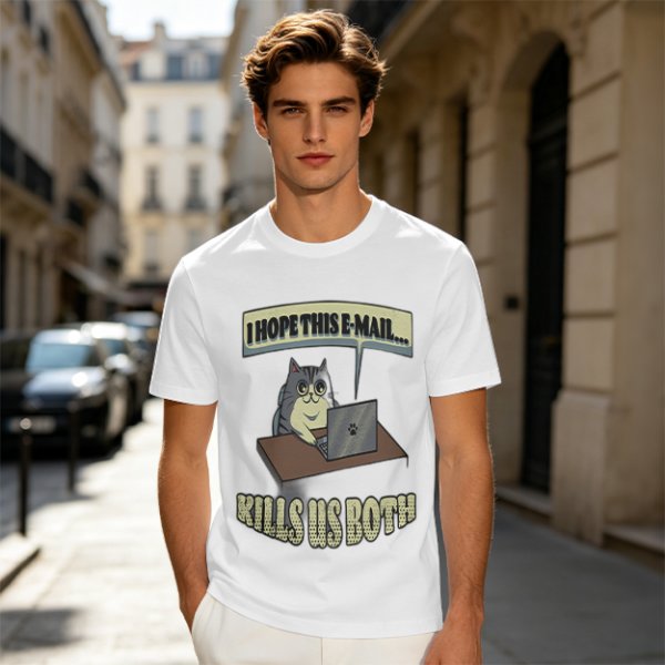 Cat Working On Laptop I Hope This Email Kills Us Both T-Shirt